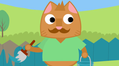 Papy di Gatti Matty dipinge la staccionata
